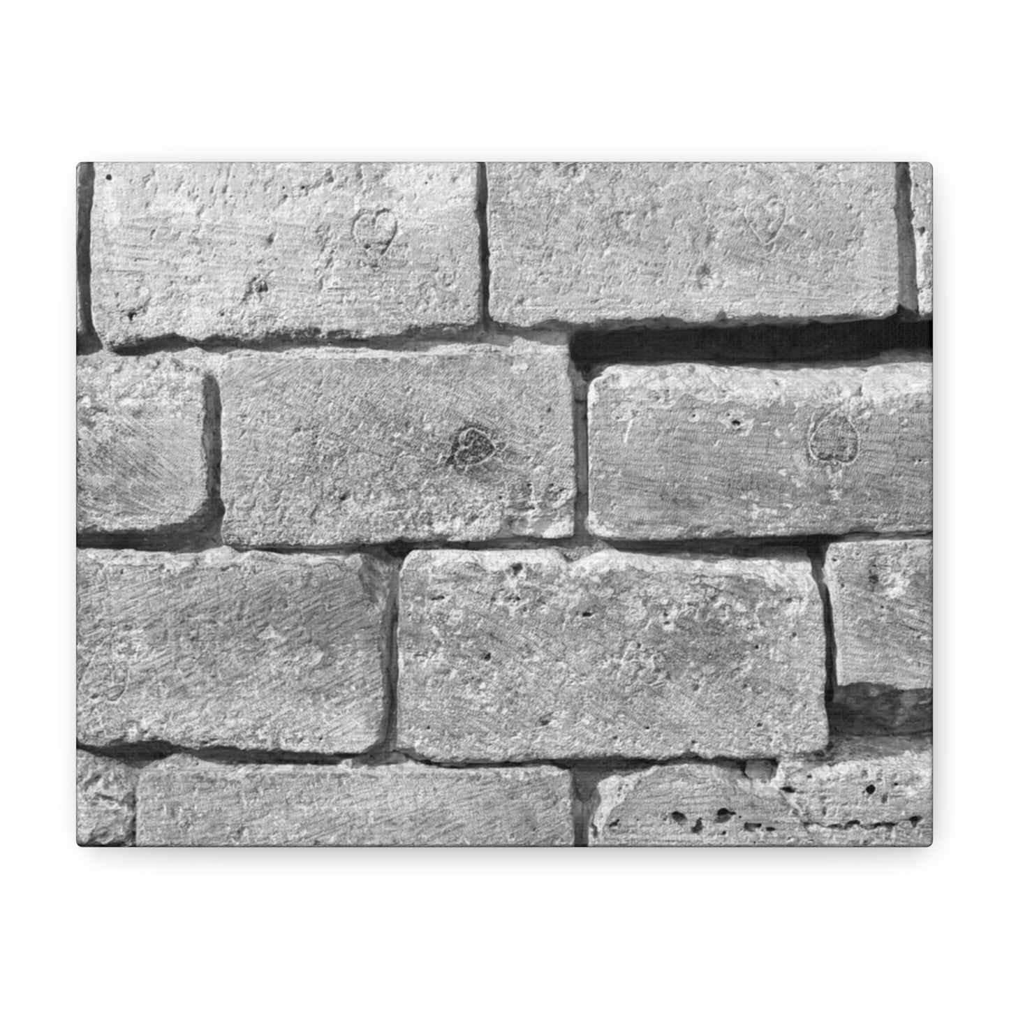Medieval Fortress Wall Matte Canvas with hearts carved into the stone