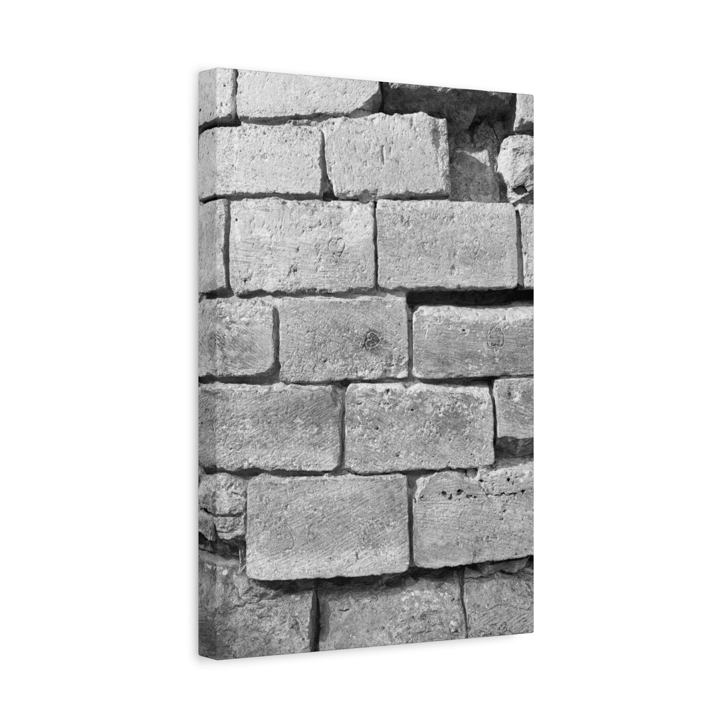 Medieval Fortress Wall Matte Canvas with hearts carved into the stone