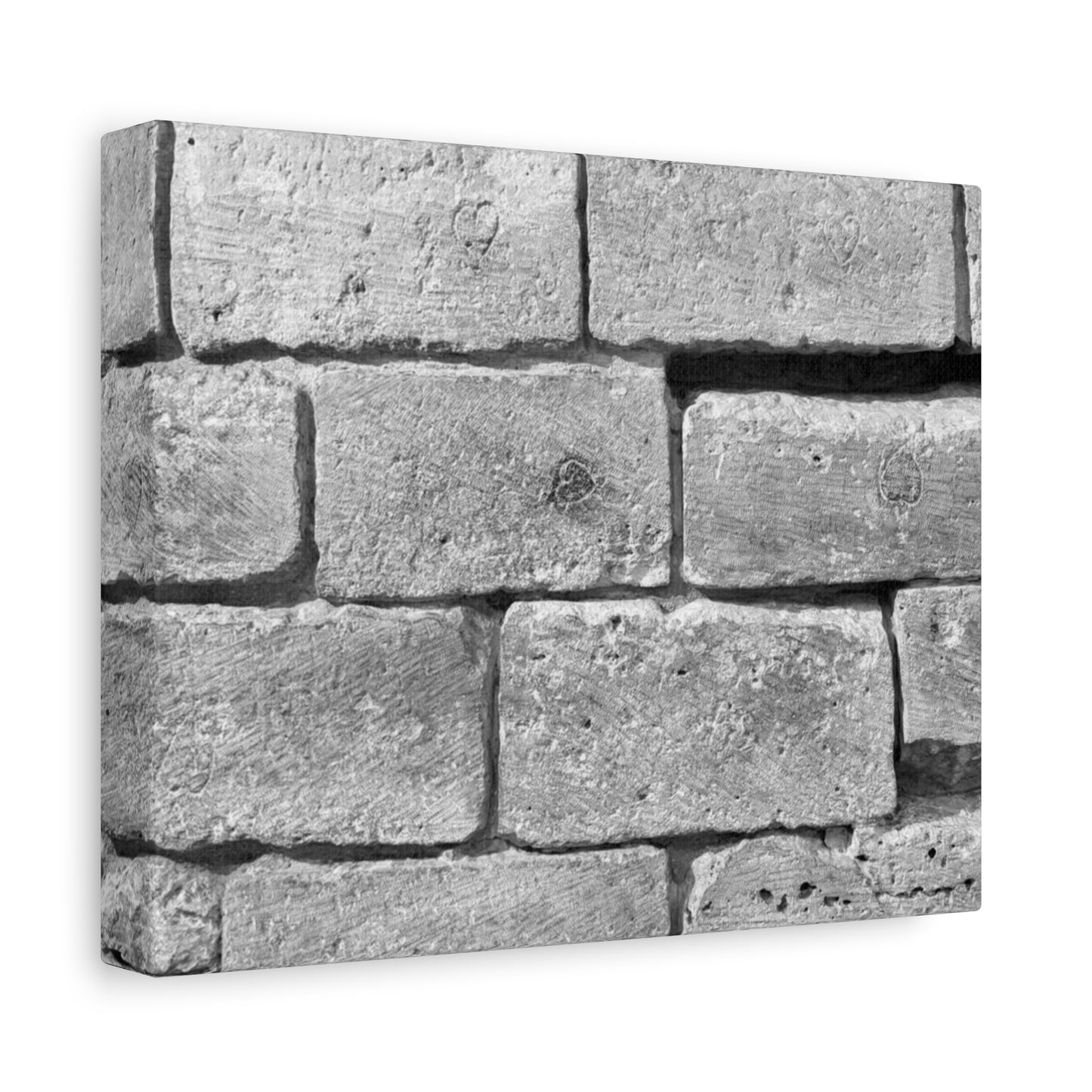 Medieval Fortress Wall Matte Canvas with hearts carved into the stone
