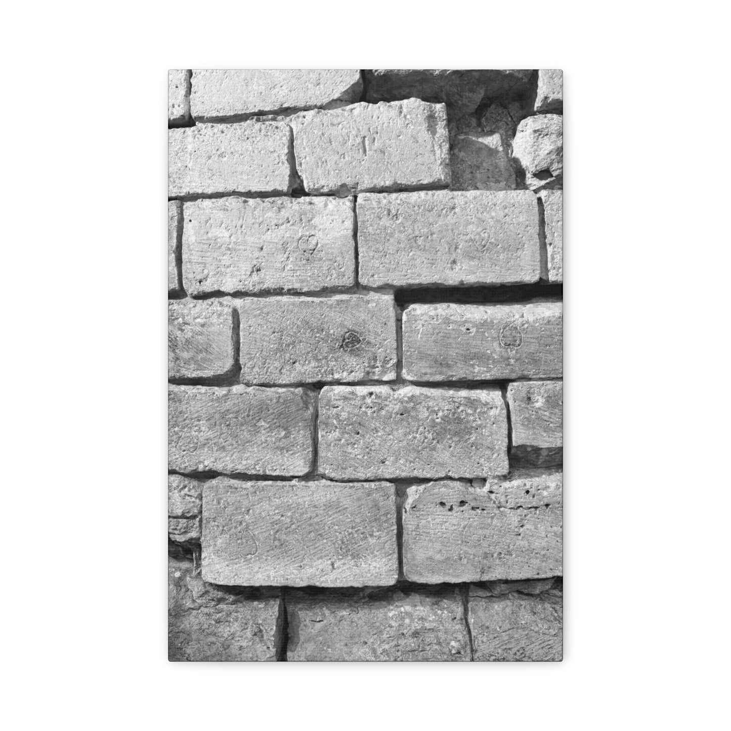 Medieval Fortress Wall Matte Canvas with hearts carved into the stone